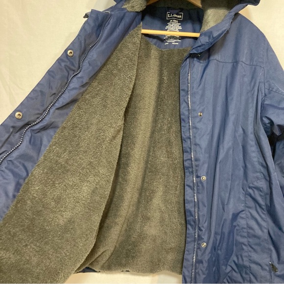 LL BEAN RAINCOAT SHERPA LINED BLUE SIZE 2X - Picture 4 of 9